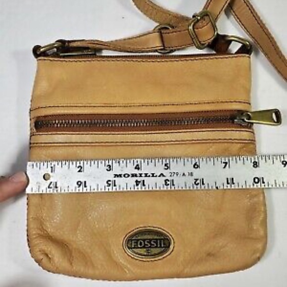 Fossil Explorer Tan Leather Cross Body Bag Multipocket - Picture 5 of 6